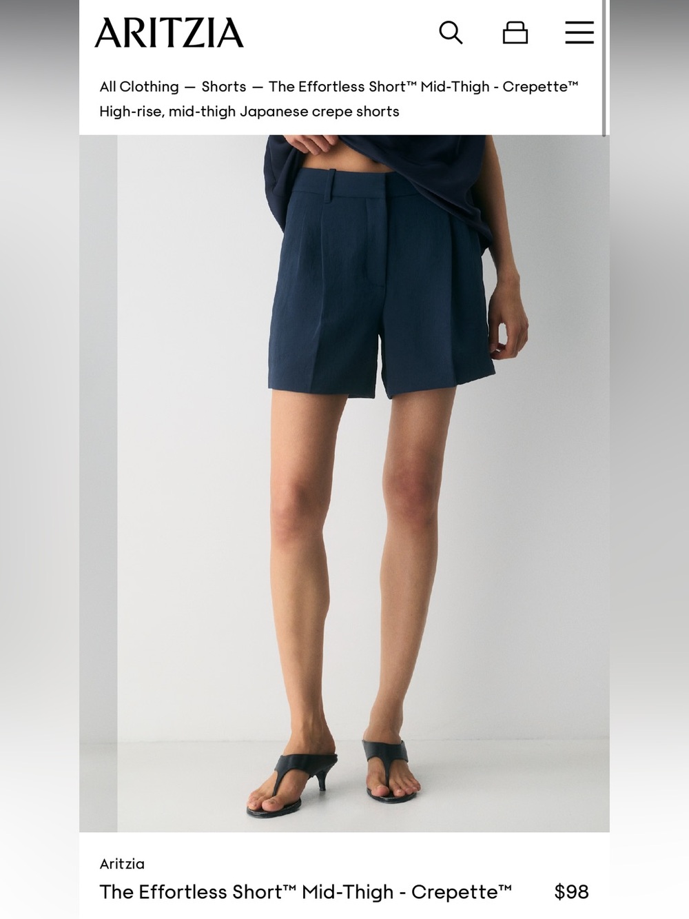 NWOT Aritzia GREEN Effortless Wilfred High-Rise Tailored Mid-Thigh Shorts